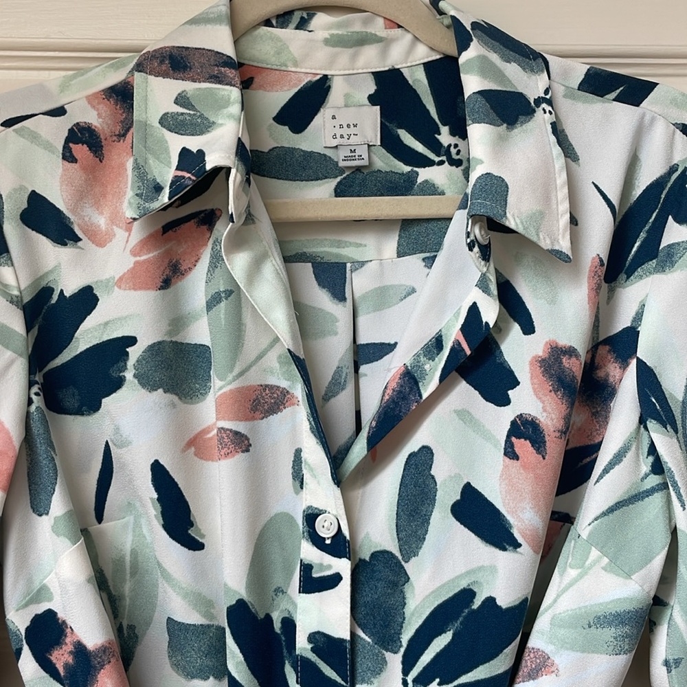 NWOT A New Day button down floral dress - Picture 2 of 2